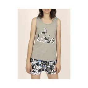 Admas - Schlafanzug Tanktop kurz Lois Jungle khaki