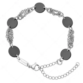 BALCANO - Charlie / Edelstahl 4 reihiges Anker Armband, schwarz PVD beschichtete runde Ornamente