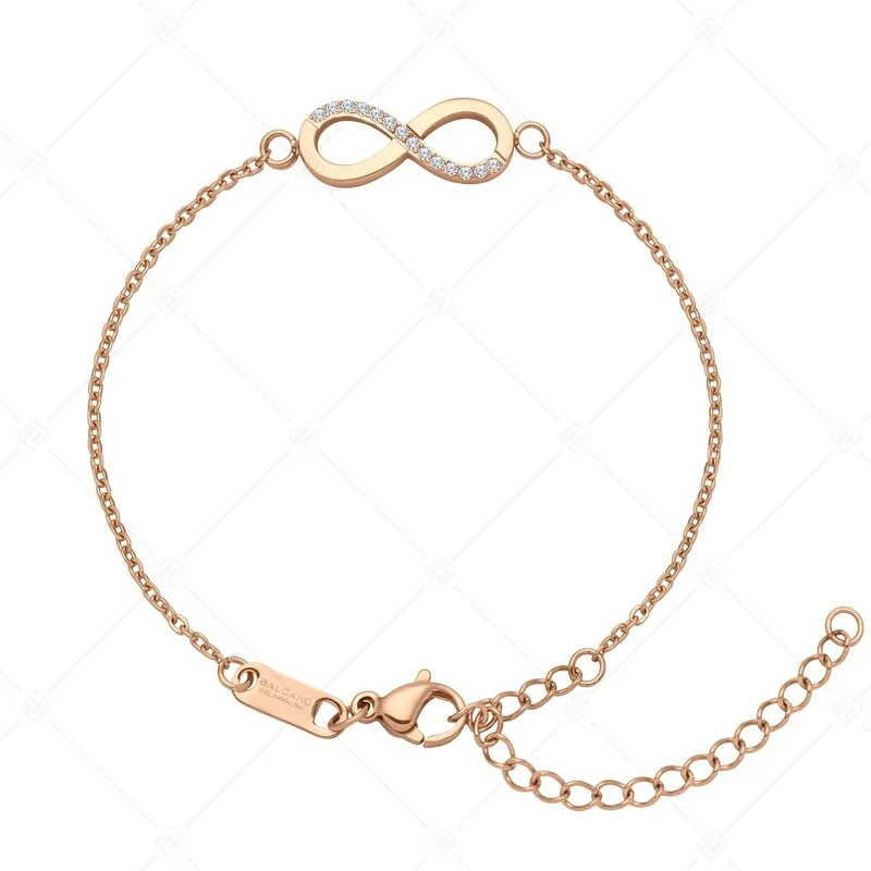 BALCANO - Infinity / Edelstahl Anker Armband mit Zirkonia-Edelsteinen, 18K rosévergoldet