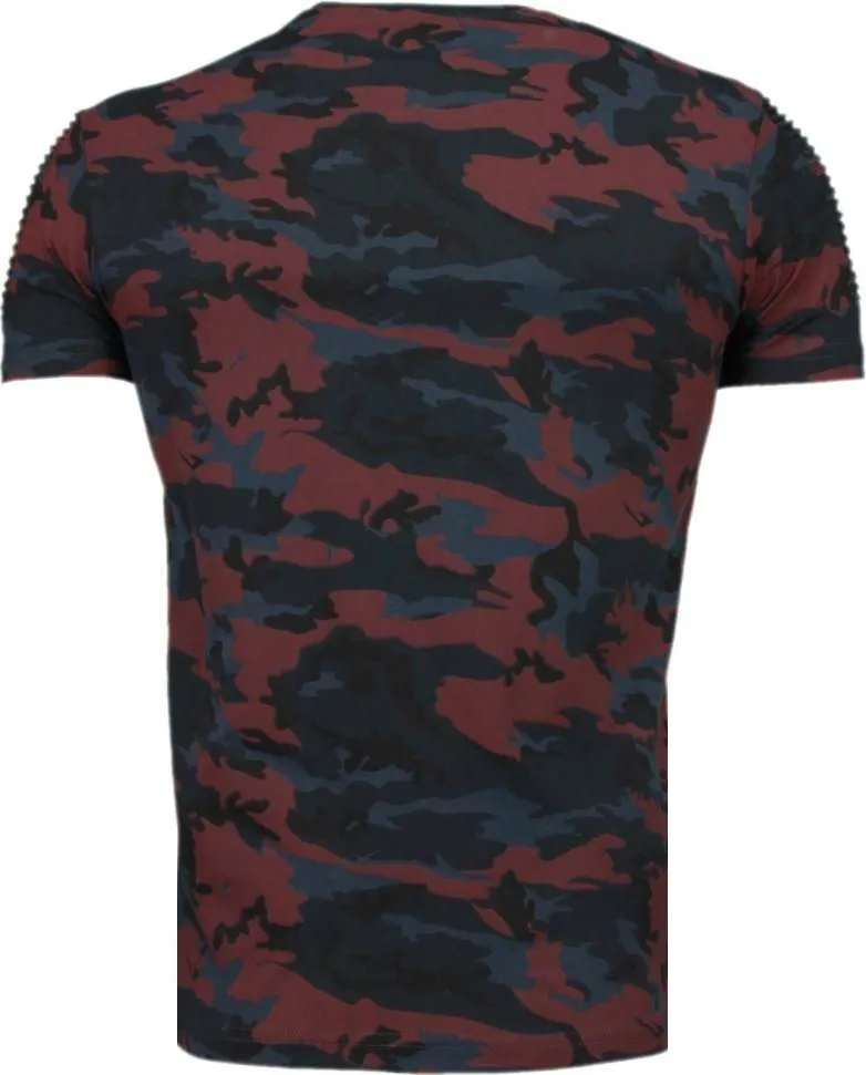 Camouflage Print Rippe - T Shirt Herren - Bordeaux