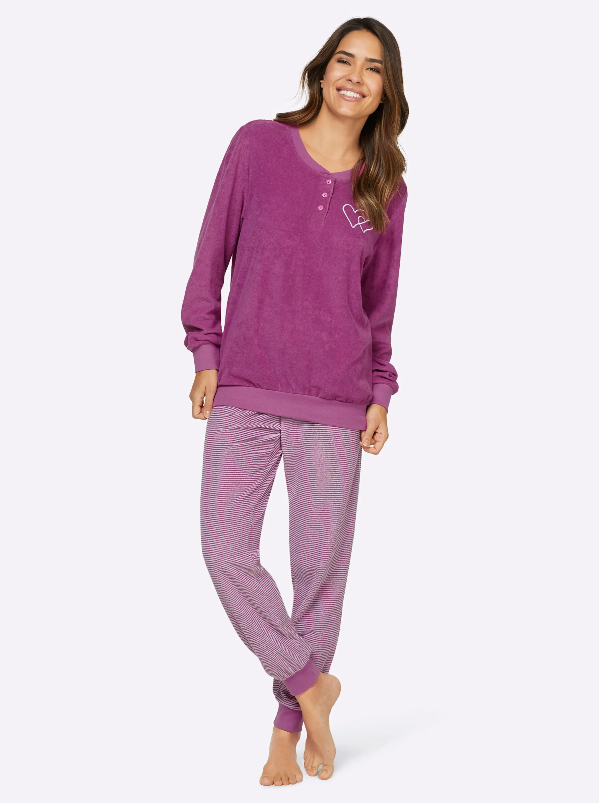 Comtessa Schlafanzug in fuchsia-geringelt
