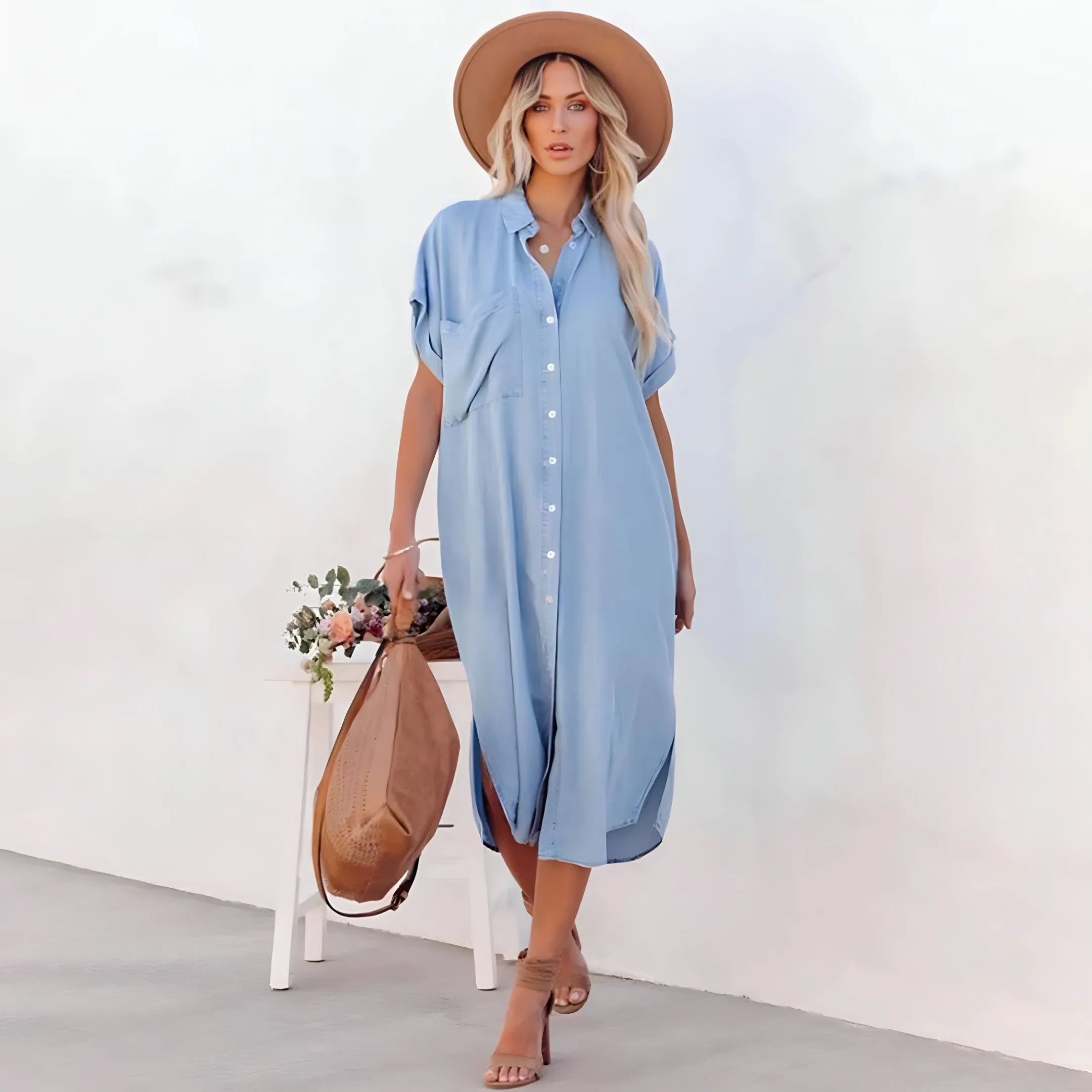 Heidi-Mode | Lässiges Langes Denim-Kleid