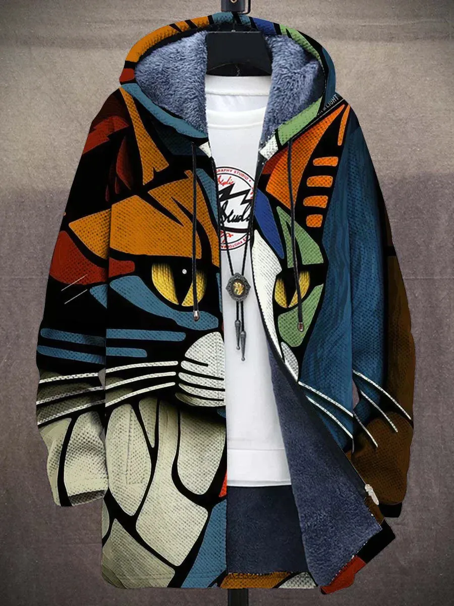 Heidi-Mode - Warme Jacke mit Katzenmuster
