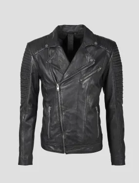 Klassische Biker Lederjacke mit schrgem Reiverschluss aus Schafsleder - G2BJordyn SF LAPOV in schwarz