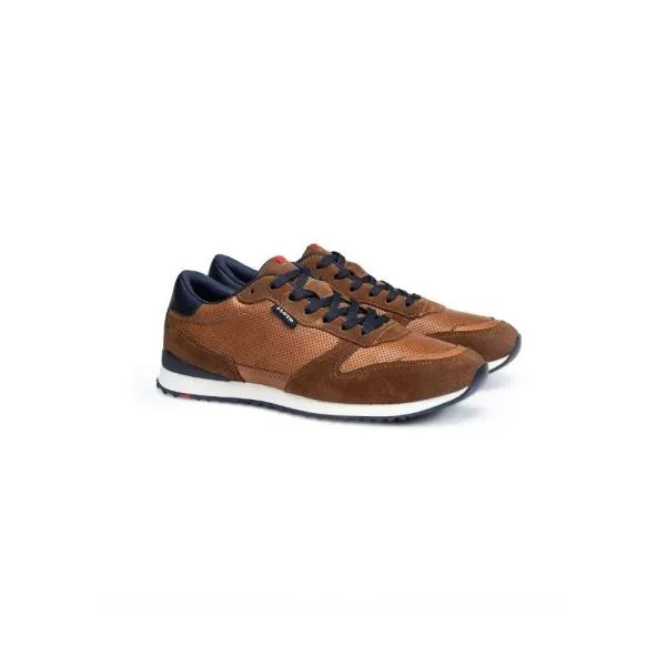 Lloyd Herren Sneaker EDMOND gelochtes Leder Variofootbed BRAUN/BLAU 14-414-13