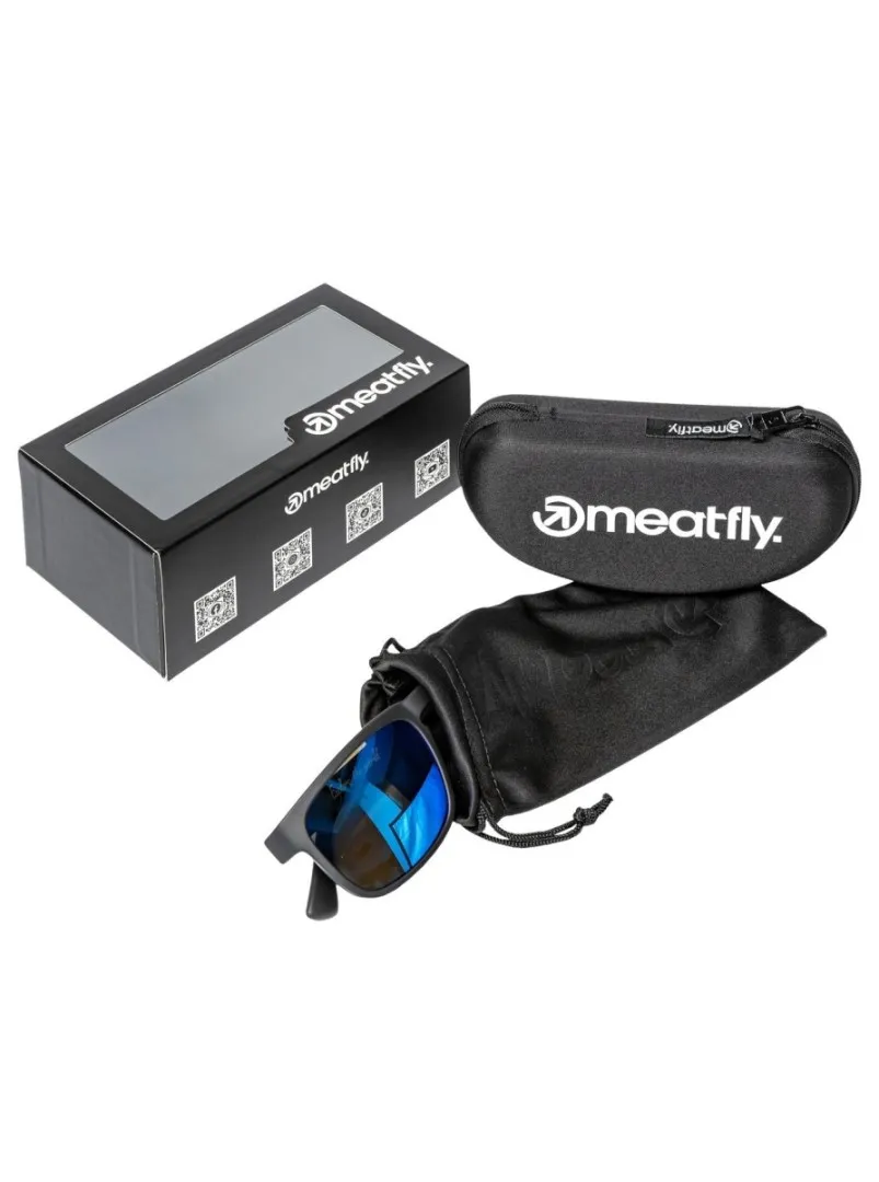 Meatfly Gammy Sonnenbrille, Schwarz Matt/Blau, Einheitsgröße