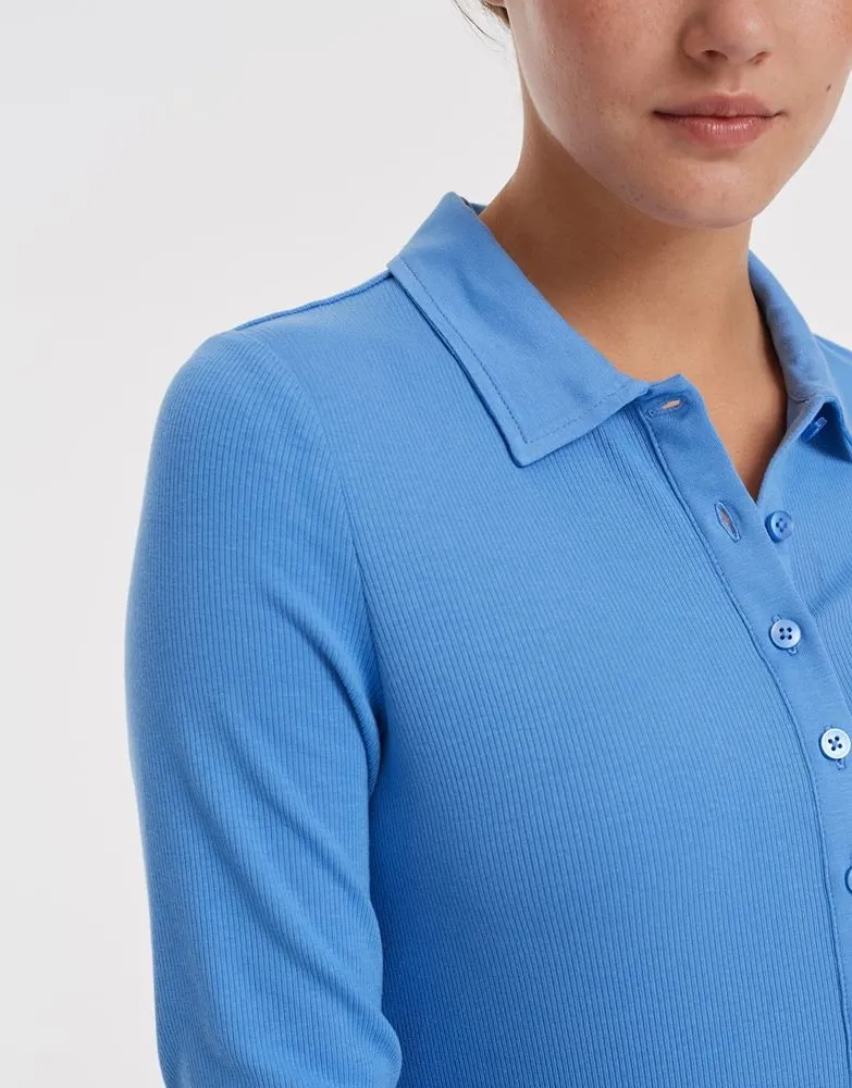 OPUS Poloshirt Sisabelle langarm blau S12 10012610213115