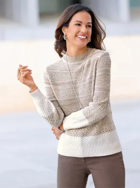 Pullover in sesam-ecru-meliert