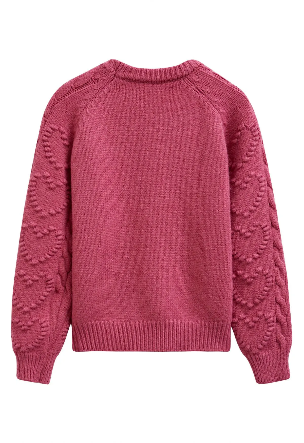 Pullover mit Zopfmuster und geprägtem Herz in Koralle