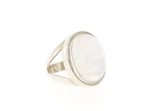 Ring großer Labradorit weiß Rainbow herrliche Fassung Silber Nepal Größe 55 – 7