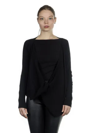 Sarah Pacini Pullover Wickeloptik schwarz