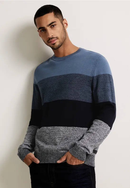 Street One MEN Gestreifter Strickpullover 
