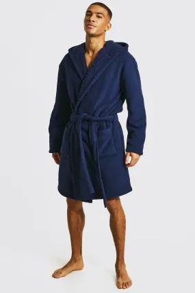 Strukturierter Fleece-Bademantel mit Kapuze