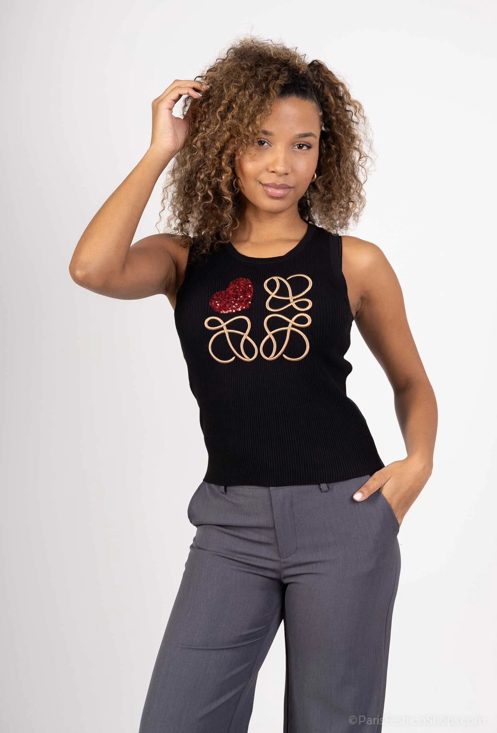 Tanktop mit gesticktem Muster