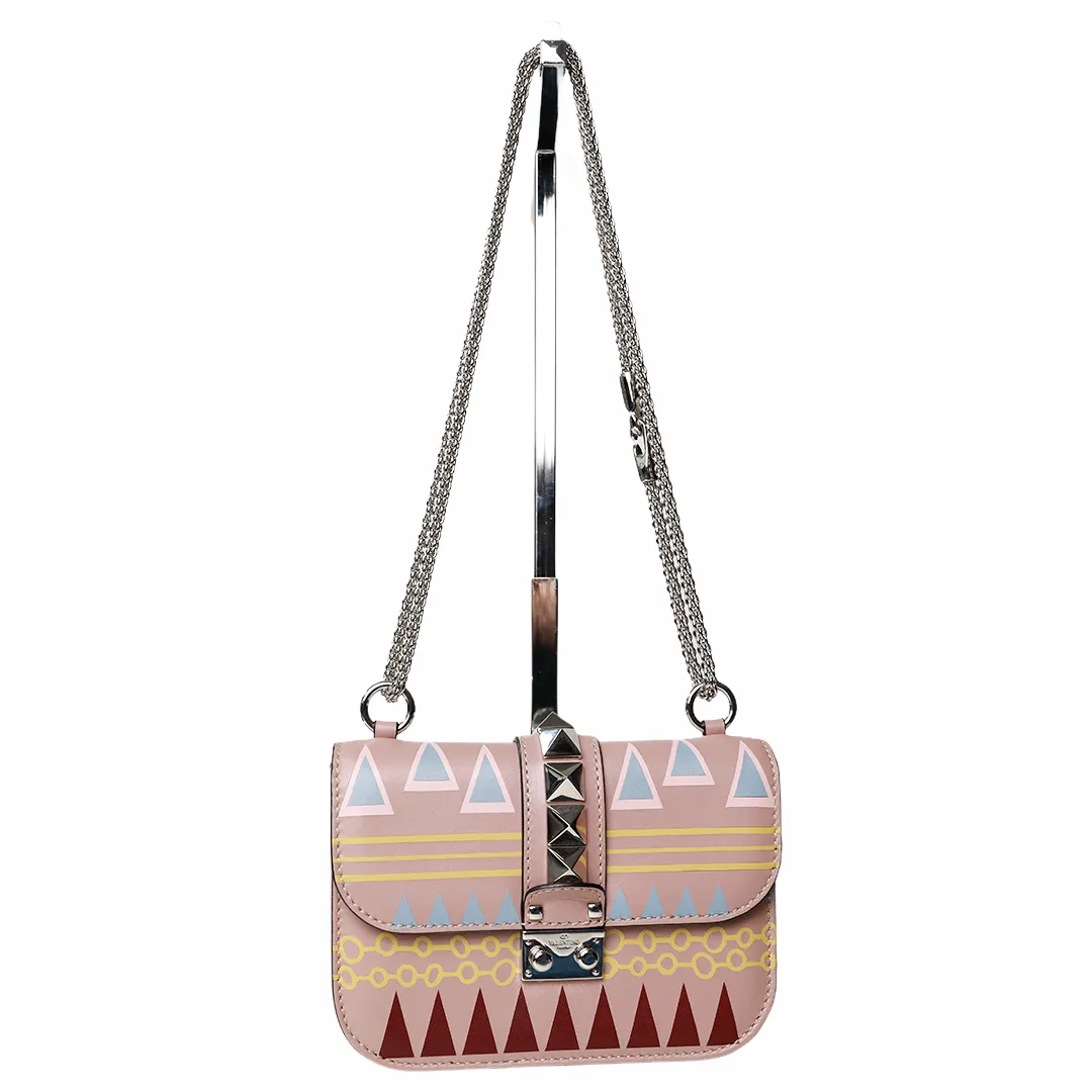 Valentino Gemusterte Glam Lock Schultertasche
