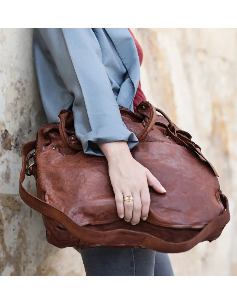 Washed Leder Schultertasche Arbeitstasche